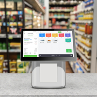 Terminal Punto de Venta con Pantalla Táctil Dual de 15.6 Pulgadas, Sistema de Caja Registradora, Intel I3, Windows/Android, NFC, Wi-Fi 6 para Uso en Supermercados y Comercios Minoristas