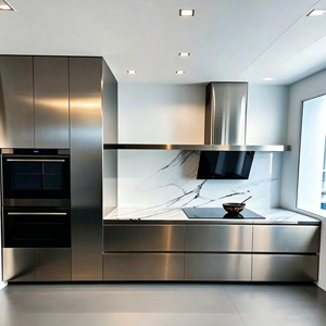 <b>Stainless</b> <b>Steel</b> Kitchen <b>Cabinets</b> Modern Minimalist Italian Style Whole House Furniture Countertop Made in Italy - Product Image 3