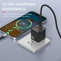 Chargeur rapide double port WISESIR 33W GaN PD 30W Type-C USB-A avec protection OTP/OVP pour les voyages