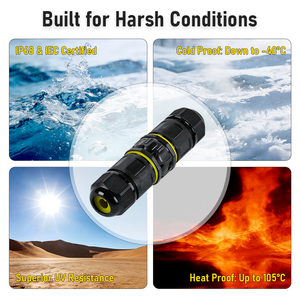 موصل مقاوم للماء IP68 ثلاثي الأقطاب ذكر وأنثى سريع التوصيل مع نايلون مقاوم للأشعة فوق البنفسجية لأنظمة الري والزراعة - Product Image 3