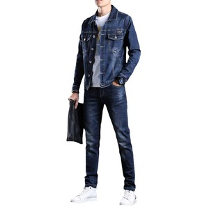 En Gros <span class=keywords><strong>Ensemble</strong></span> de Vêtements Cargo Deux Pièces pour Hommes Style Urbain Costume en <span class=keywords><strong>Jean</strong></span> <span class=keywords><strong>Veste</strong></span> et Pantalon Ensembles en Denim pour Hommes - Product Image 5