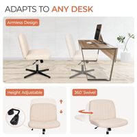 AJUNION-Chaise de Bureau à Domicile Moderne, Chaise Pivotante Rembourrée en Tissu, Sans Roues, Sans Accoudoirs