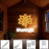 En stock : Enseigne néon Namaste avec fleur de lotus, Lumière LED Yoga Zen, Lampe de méditation, Décoration pour studio de yoga et fitness, Enseignes LED