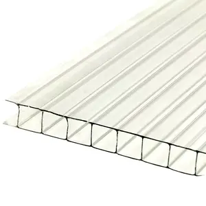 8mm Clear Plastic Multiwall Polycarbonate Sheet Greenhouse Roofing Sun Sheet Hollow PC Panel Price