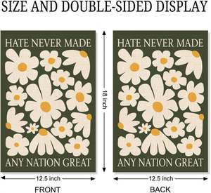 Drapeau de jardin/porche « La haine n'a jamais rendu aucune nation grande » – Cadeau amusant, patriotique, anti-raciste et féministe pour femmes, décoration extérieure pour pelouse et véranda - Product Image 2