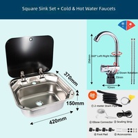 Évier pliable en acier inoxydable 304 pour camping-car et bateau, avec couvercle, pour usage hors véhicule, vente en gros