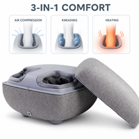 Masseur de pieds à compression d'air gris avec pétrissage et chaleur, 3 modes pour usage domestique