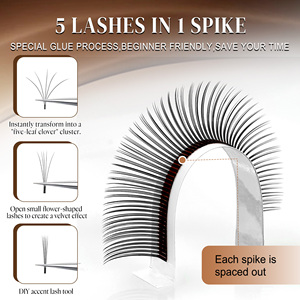 Extensions de <span class=keywords><strong>cils</strong></span> 5D Flora Spikes en gros, <span class=keywords><strong>cils</strong></span> féériques 5D effilés C/D/LC/LJ/LU, base plate, faux <span class=keywords><strong>cils</strong></span> préfabriqués effet mouillé - Product Image 3