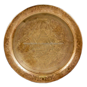 จานอาหารจานตกแต่งลายนูนตกแต่งแบบโบราณสีทอง - Product Image 6