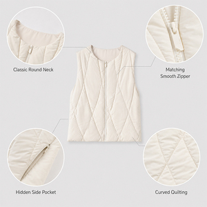 Silk <b>Cardigan</b> Warm Vest Waistcoat <b>Short</b> Slim Fit Crew Neck Sleeveless Jacket <b>Women's</b> Custom Logo Premium Soft Lightweight - Product Image 3