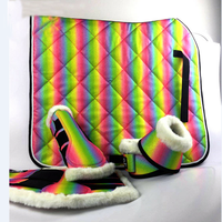 Ensemble professionnel d'équipement équestre : Bottes de cheval, tapis de selle, bonnet anti-mouches et protège-ventres