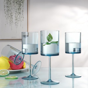 10 Oz Square Cocktail Glasses <strong>Blue</strong> Wine Glasses Colored Stemmed Plastic Drinkware <strong>Champagne</strong> <strong>Flute</strong> with Long <strong>Stem</strong> - Product Image 5
