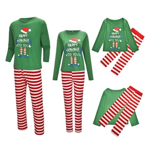 Good Quality Christmas Pajama Boys Festival Adult Stripe Xmas Christmas Pajamas Christmas Print Long Sleeve Pajamas