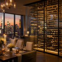Meuble à vin sur mesure pour toute la maison, meuble de rangement intégré moderne pour salon avec porte vitrée