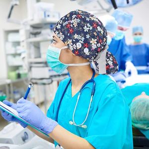 Vendita calda tinta unita 100% Cappello ricamato in cotone per lunghi capelli corti Vets infermiere medico tappi per Scrub chirurgico con papillon - Product Image 6