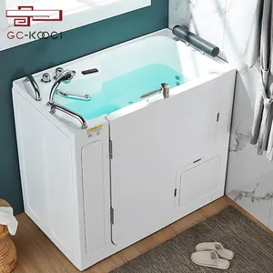 Side door non-slip walk in tub shower combination Sit bubble amphibious safety bath tub