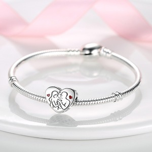 Abalorios de Corazón de Amor Familiar de la Familia Sister, de Cobre Plateado con Circonitas y Esmalte, para Pulseras DIY, Regalo - Product Image 3