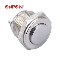 ONPOW 16mm Hyperplan haute rond actionneur étanche interrupteur à bouton-poussoir en métal avec 1NO contact ( GQ16PH-10/J/S) CE, RoHS