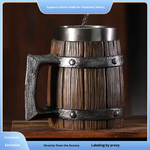 600ml fait à la main Allemagne grand tonneau en bois en acier inoxydable tasse à <span class=keywords><strong>bière</strong></span> en gros grande capacité pour les fêtes tasse à <span class=keywords><strong>bière</strong></span> <span class=keywords><strong>personnalisée</strong></span> - Product Image 2