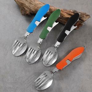 Juego de Utensilios de Camping 4 en 1 de Acero Inoxidable Portátil, Multiherramienta con Cuchara, Tenedor, Cuchillo y Abrebotellas para Viajes - Product Image 2