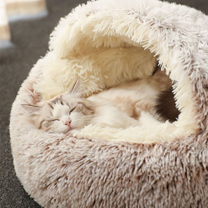 Phổ Mùa Đông Ấm Áp Bán-Kèm Theo Mèo Giường Hang Động Thời Trang Rắn Sang Trọng Cảm Thấy Chất Liệu Mèo Tổ Kennel Mềm Thảm Cho Mèo Chó - Product Image 4