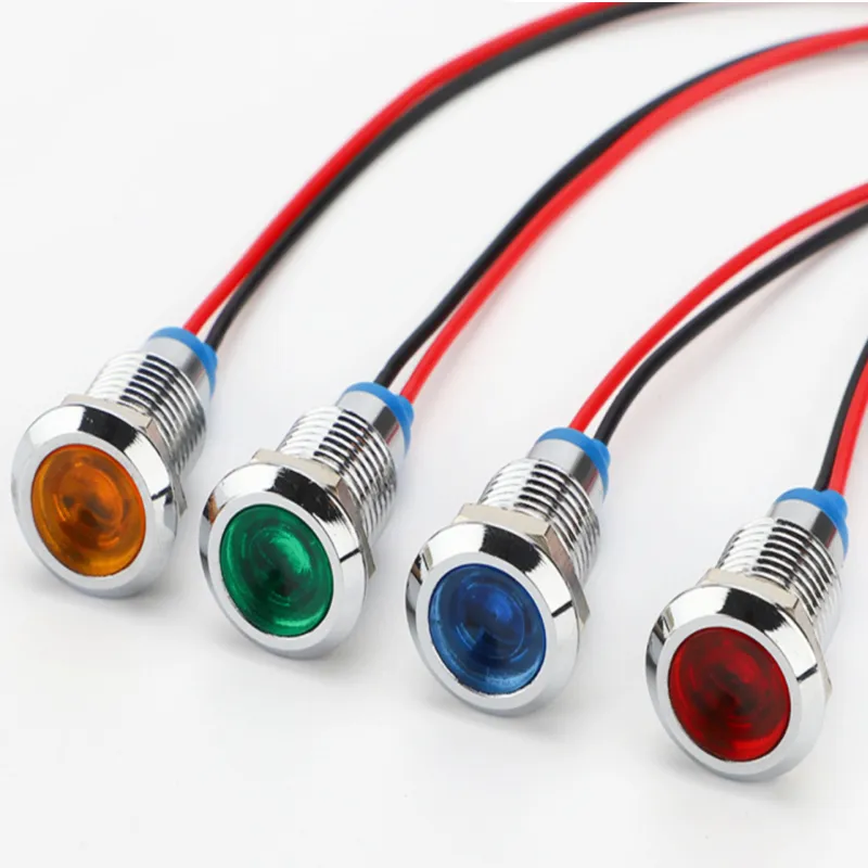 16mm metal signal lamp  green  red  yellow  blue 3V / 6V /12v/24V waterproof Led indicator with wire