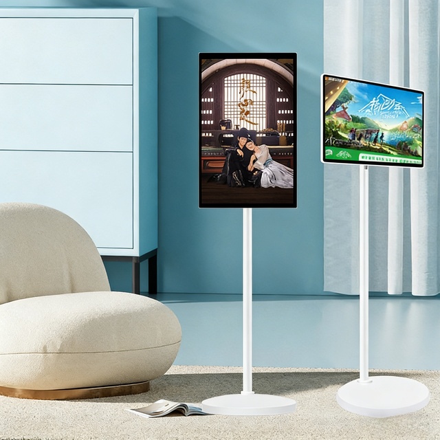 2026 New 27 Inch White Movable Vertical 4K LCD Smart Screen Stylish Home Entertainment Display for Indoor Use