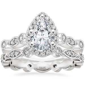 แหวนแต่งงานเงินแท้ 925 ประดับเพชร CZ ทรงหยดน้ำ 1.5 กะรัต รุ่น OAHLAN แหวนหมั้นสไตล์วินเทจ แหวนสัญญาทรงลูกแพร์ แหวนแต่งงานทรงลูกแพร์ - Product Image 1