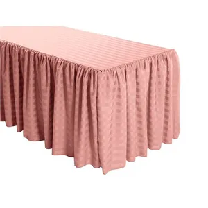 Custom Hot Pink Solid Color Pleat Satin Head Table Wedding Skirt for Party