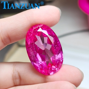 พลอยทับทิมสังเคราะห์ขนาดใหญ่ 20*30 มม. 59 กะรัต สีแดงเลือดนก/ชมพูโรส/มอร์แกไนต์ รูปทรงวงรี มีตำหนิ  AGL - Product Image 5