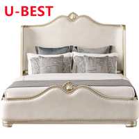 Cadre de lit en bois double moderne pour hôtel, cadre de lit king-size, lit double, ensemble de chambre à coucher, lit box, lit simple, lit queen-size