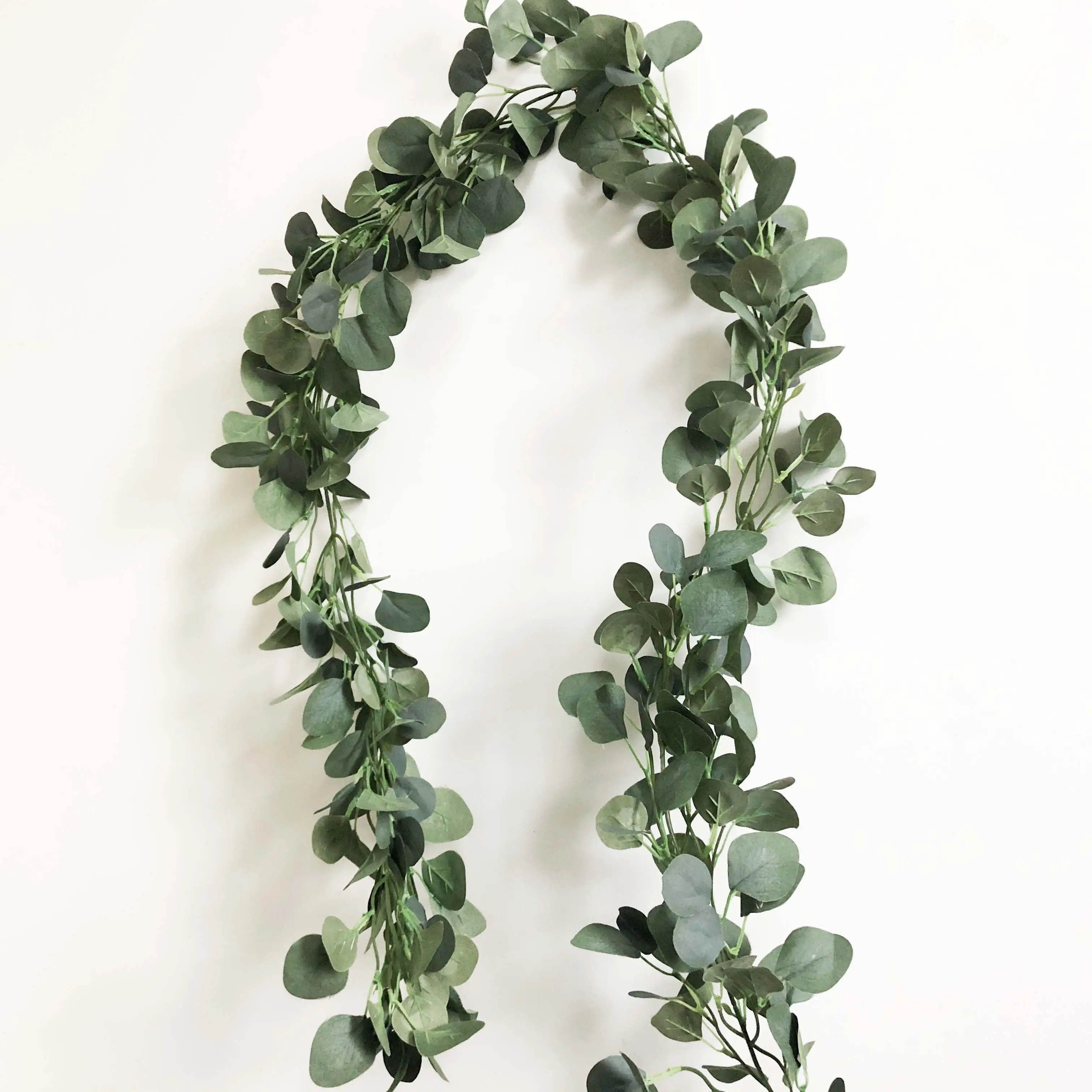 QSLH-guirnalda de eucalipto artificial de seda para decoración de boda, hojas verdes, decoración de boda, F79