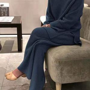 Nuevo Conjunto de Suéter y Pantalones de Punto para Mujer, Estilo Casual, Holgado, de Manga Larga, para Invierno - Product Image 3