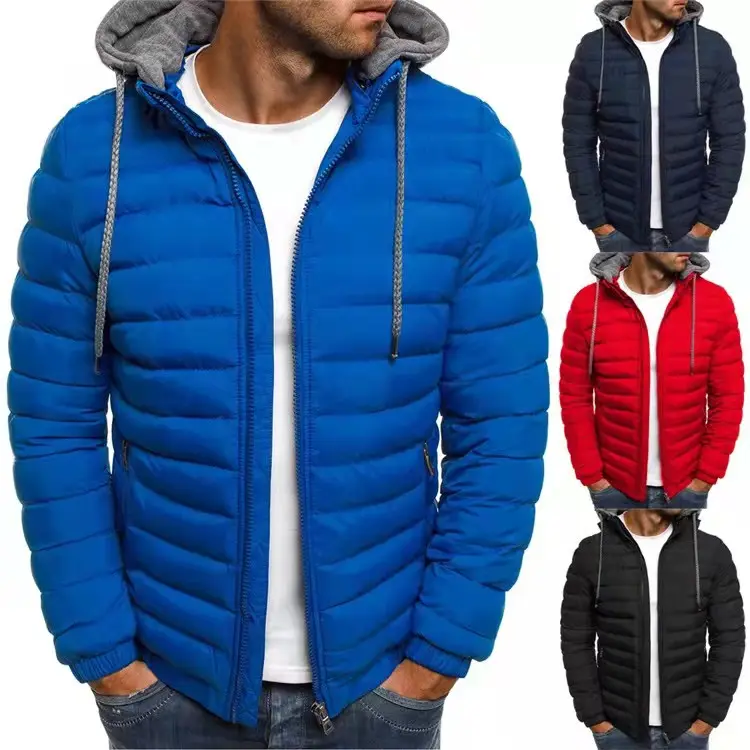 Winter New Design Men Casual Warm Outwear Jackets Cotton Padded Hooded Thick Coats For Men