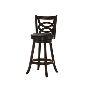 Taburete Giratorio para Barra de Bar, Altura Ajustable, Estructura de Madera, Asiento de Cuero PU, Mueble de Bar Moderno y Contemporáneo, Uso Comercial - Product Image 1