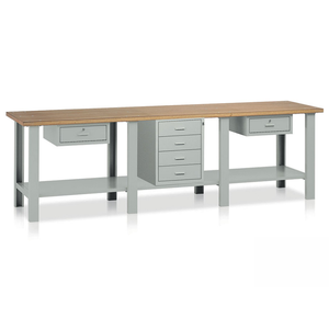 Tecnotelai Établi classique avec commode et plateau en bois 3000x750x900mm - Product Image 1