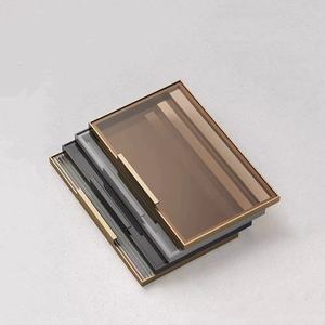 Puerta de armario con marco de aluminio de 20 piezas de lujo moderno, 45mm, estrecha y endurecida para tocador de cocina o almacenamiento de vino para hospitales - Product Image 1