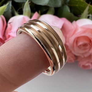 Coolstyle Jewelry In Stock anello vuoto In tungsteno In <span class=keywords><strong>oro</strong></span> <span class=keywords><strong>rosa</strong></span> da 8mm per intarsio personalizzato con scanalature tripli da 1.1mm Domed Comfort Fit - Product Image 5
