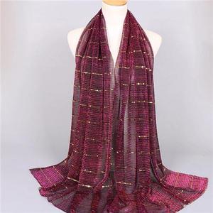 Conception personnalisée rayure paillettes miroitant foulard tête Hijab châle musulman - Product Image 4