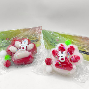 Kawaii Cute Christmas Deer Mochi <b>Squishy</b> Squeeze Fun TPR <b>Cat</b> Paw Squeeze Toy Factory Wholesale for Party Favors Birthday Gifts - Product Image 2