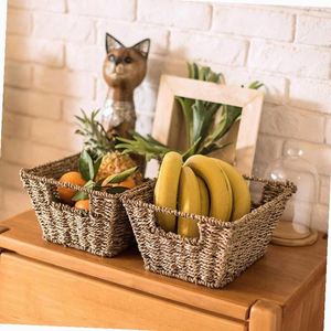 Panier de rangement carré en corde, style Ganso Dourado, pour légumes et riz, avec ouvertures frontales, idéal pour la conservation des légumes. - Product Image 6