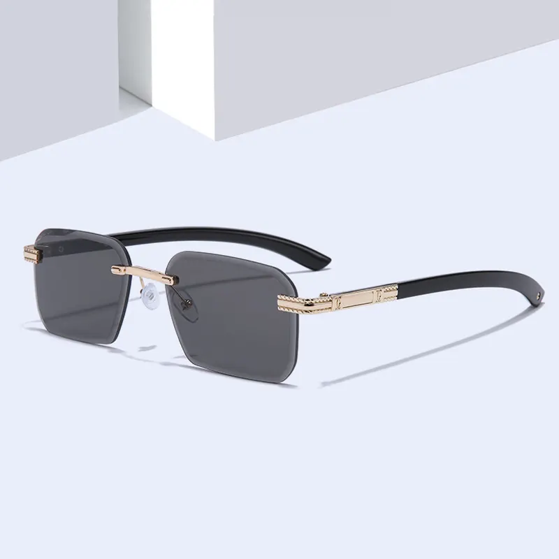 HBK Unisex Sleek Design Eyewear Luxury Rimless Fashion Sun Glasses for Men and Women Custom Brand Name for Shopping Beach Use