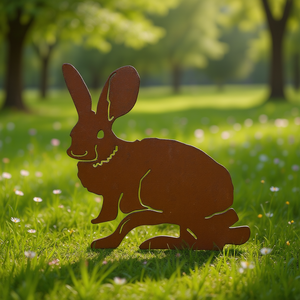 Décoration de jardin extérieure en métal en forme de lapin, thème Pâques, finition peinte, décoration d'intérieur - Product Image 2