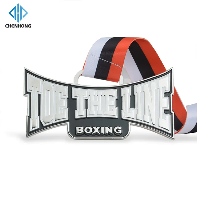 Desain halus penampilan Medalla 3D Kickboxing Bespoke Sport Runner Up kompetisi medali tinju juara dengan pita untuk dijual