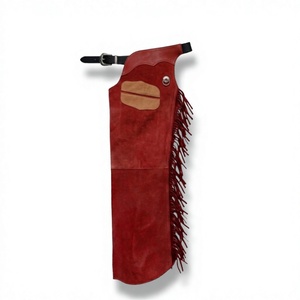 Pantalones de equitación Nabtay Sports de cuero rojo, de cintura alta y largo completo, con flecos y cierre de botones, unisex, para montar a caballo. - Product Image 1