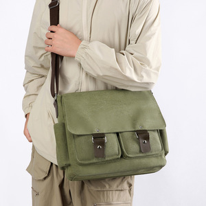 Sac bandoulière vintage pour homme, en toile respirante et résistante à l'usure, style décontracté printemps, OEM neuf - Product Image 5