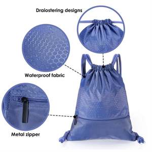 High Quality Custom Logo Wholesale Size Travel <b>Drawstring</b> Sport Polyester Foldable <b>Backpack</b> Shoes Shopping Bags Storage Clothes - Product Image 5
