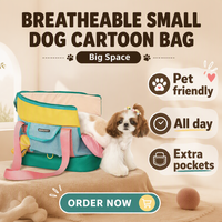 Sac à dos respirant pour petit chien, sac de transport portable à bandoulière motif dessin animé, grande capacité 5 kg
