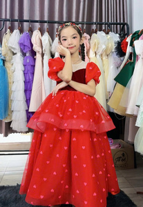 Công Chúa Cô Gái Nhung Trượt Cứng Lưới Vòng Cổ Ăn Mặc loe Lớp Và Mô Hình Trái Tim Odm Cung Cấp Cho Trẻ Em - Product Image 5