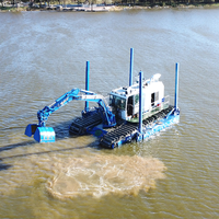 Drague amphibie multifonctionnelle avec moteur de boîte de vitesses de pompage de sable pour réservoir de rivière.